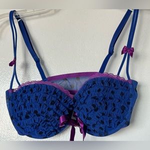 Victoria’s Secret vintage Sexy Little Things balconet bra purple blue lace 32D